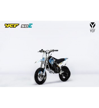 Pitbike YCF 50E Electric del año 2021 de color Azul y Blanco.