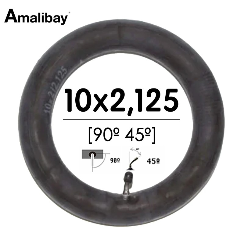 Cámara de aire reforzada 10×2,125 (válvula 90º 45º) – Premium [Amalibay]