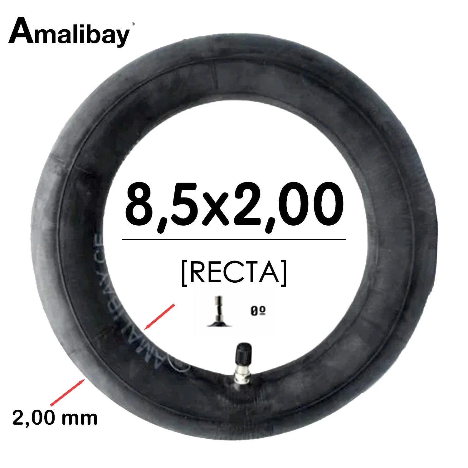 Cámara de aire 8,5×2 (válvula recta) Reforzada 120 gramos